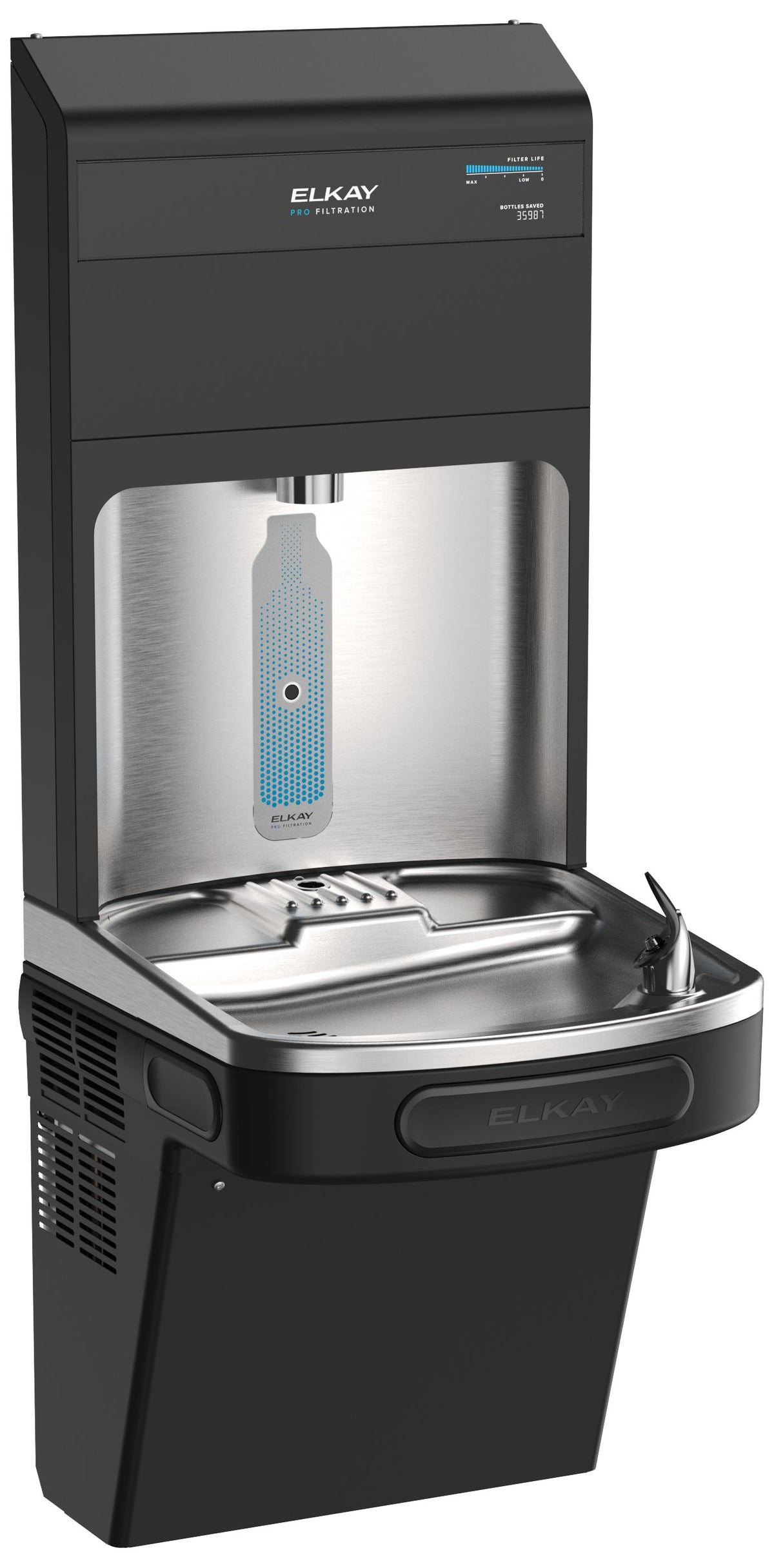 Elkay Elkay Pro Filtration Bottle Filling Station & Single ADA Cooler w/ Lead + Sediment Prefilter - Black
