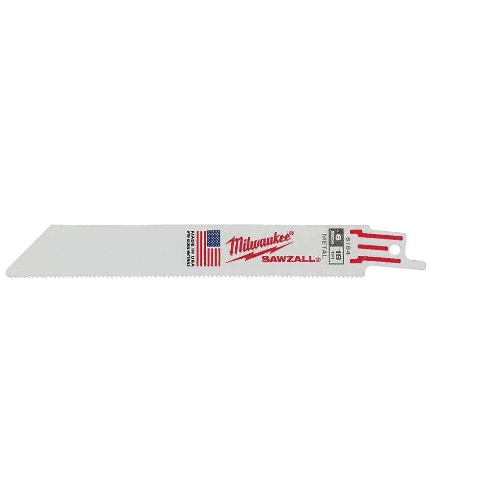 Milwaukee 48-00-5184 6" | 18-TPI SAWZALL Blades (Pack of 5)