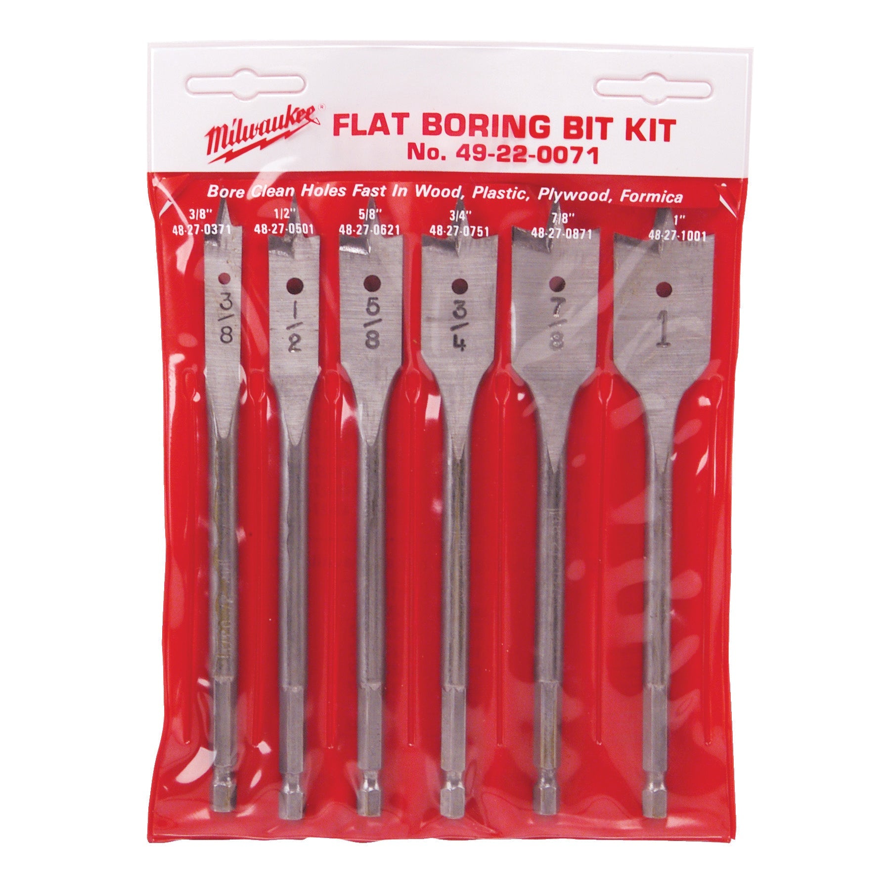 Milwaukee 49-22-0071 6" Flat Boring Bit Universal Set (6-Piece)