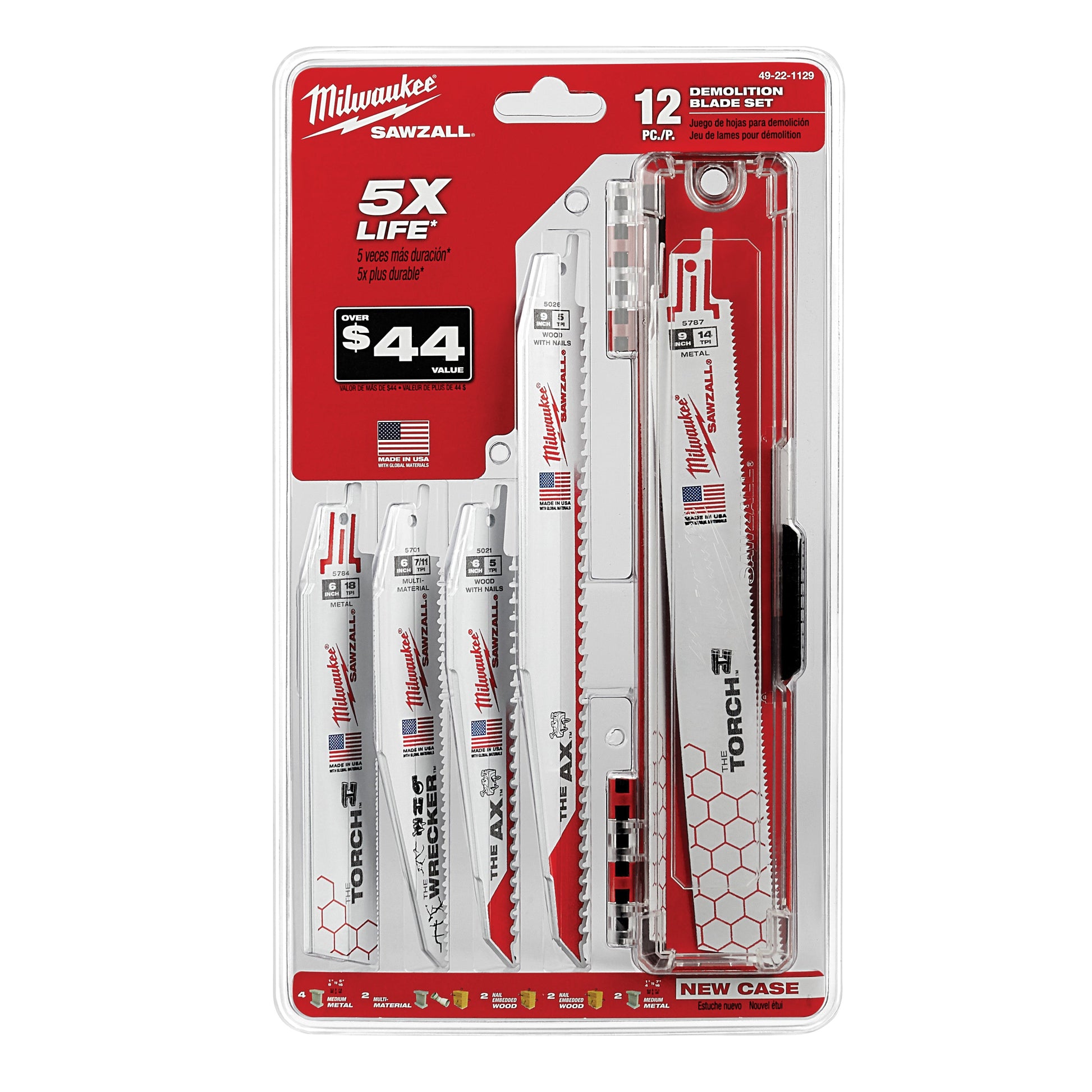 Milwaukee 49-22-1129 SAWZALL Demolition Blade Set (12-Piece)