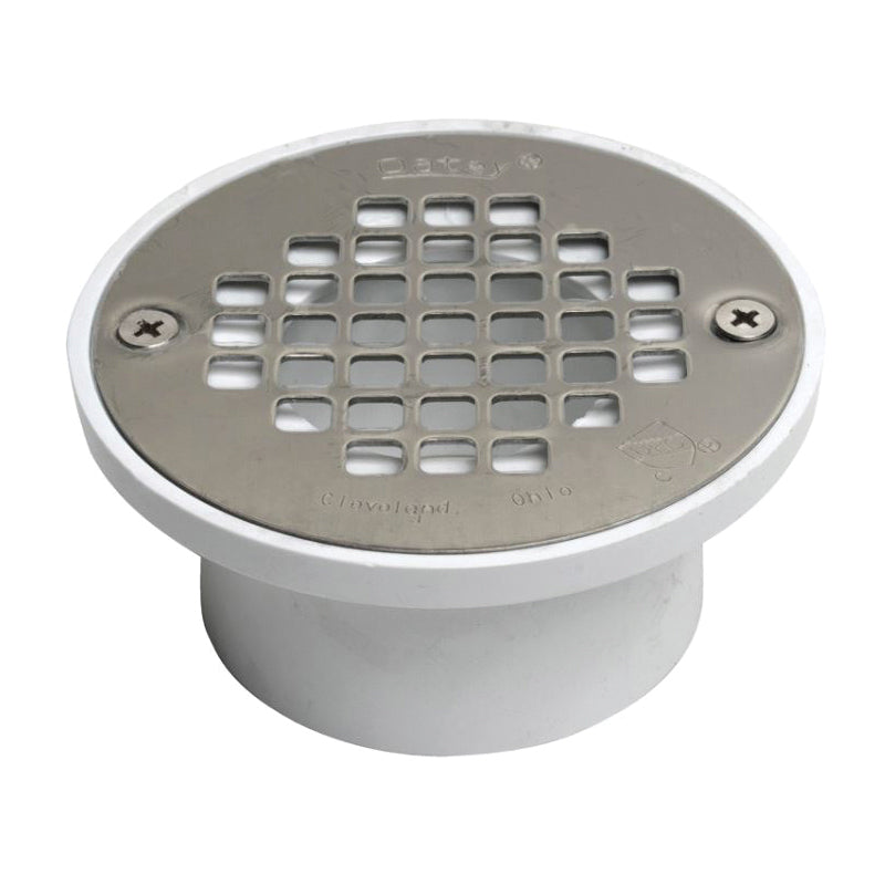 Oatey 43579 2" or 3" PVC General Purpose Drain with 4" Stainless Steel Screw-Tite Strainer