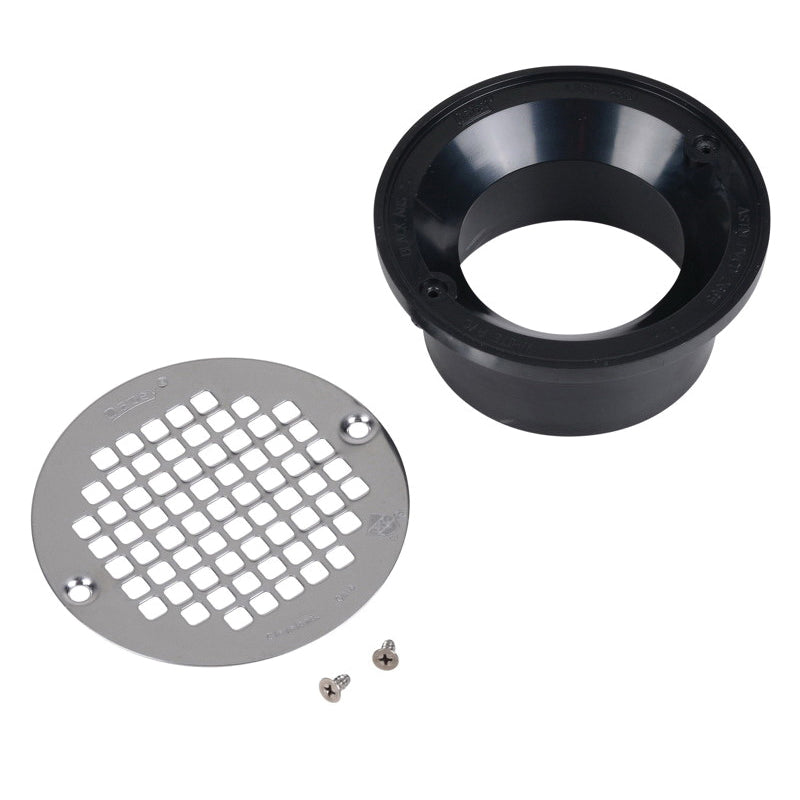 Oatey 43583 Adjustable General Purpose Round Drain With 5 in Stainless Steel Strainer, Solvent Weld Connection
