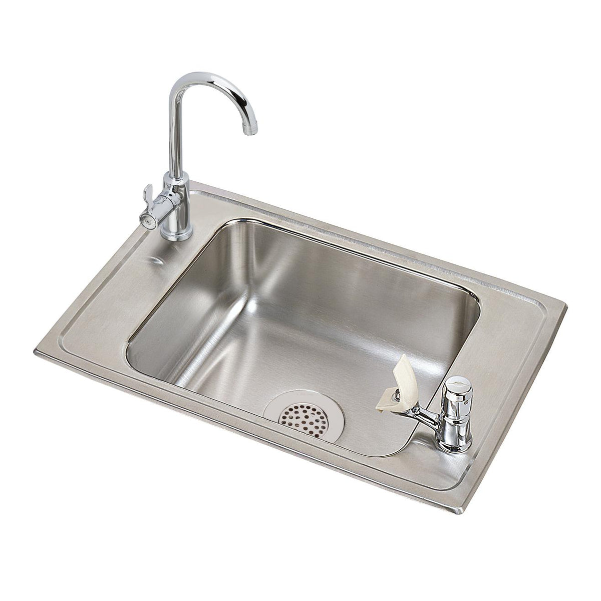 Elkay Celebrity Stainless Steel 25" x 17" x 7-1/8" 2-Hole Single Bowl Drop-in Classroom Sink and Faucet Kit