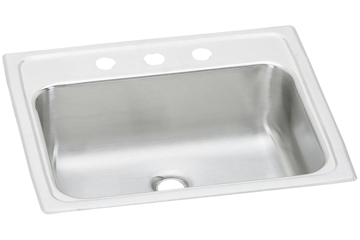 Elkay Celebrity Stainless Steel 19" x 17" x 6-1/8" 3-Hole Single Bowl Drop-in Bathroom Sink with Overflow