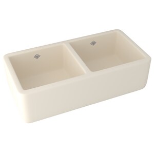 Shaws RC3719 37" Lancaster Double Bowl Farmhouse Apron Front Fireclay Kitchen Sink