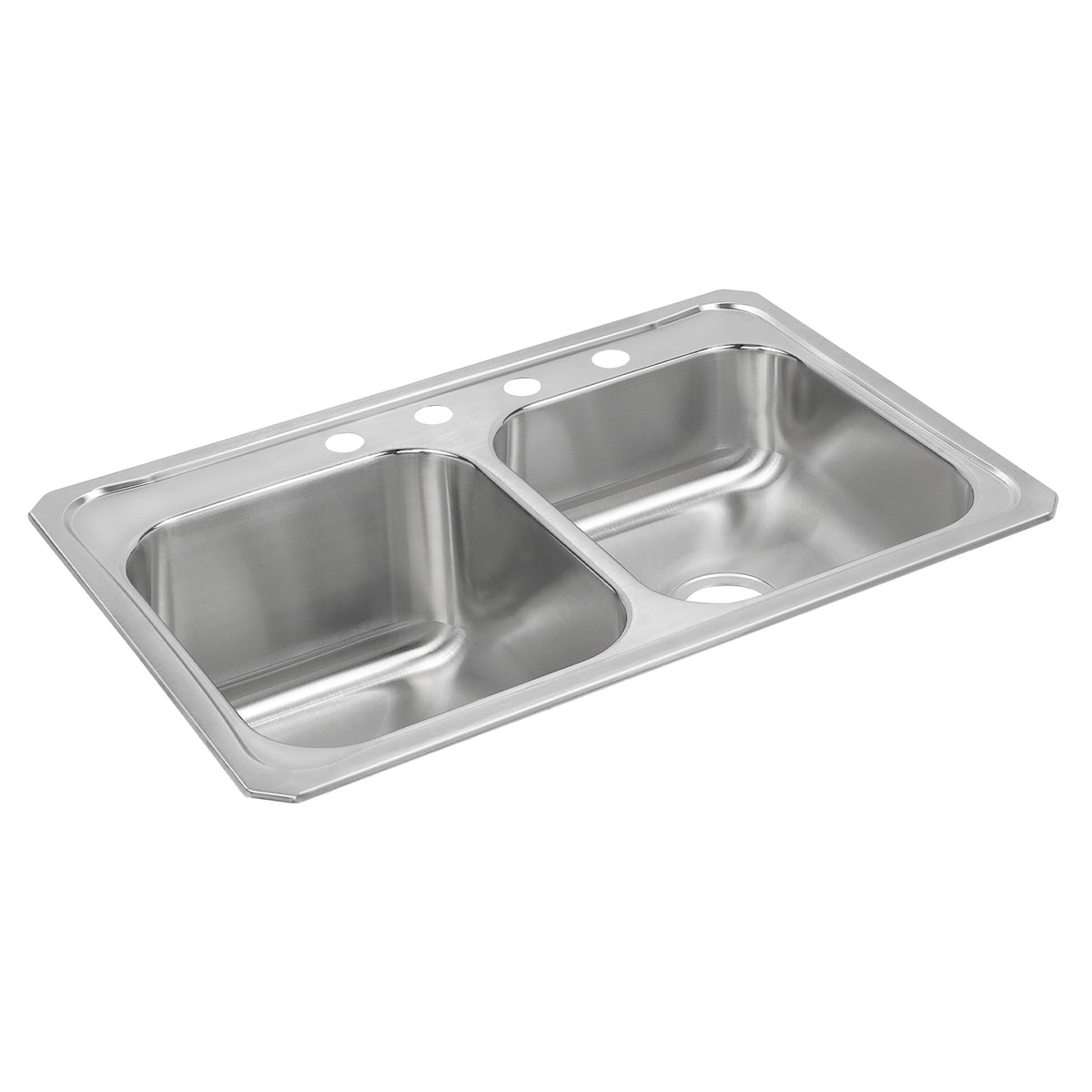Elkay Celebrity Stainless Steel 33" x 22" x 10-1/4" 4-Hole Equal Double Bowl Drop-in Sink with Right Small Bowl
