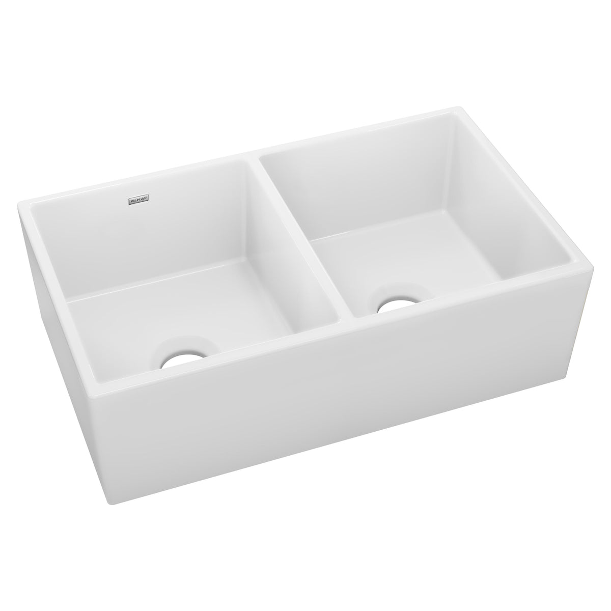 Elkay Fireclay 33" x 19-15/16" x 9" Equal Double Bowl Farmhouse Sink White