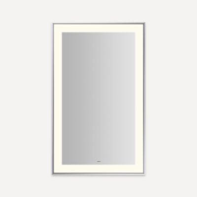 Robern Sculpt Lighted Mirror, 25” x 41” x 2-1/4", Slim Museum Frame, Perimeter Light Pattern, Warm White (3000K), Dimmable, Defogger