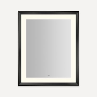 Robern Sculpt Lighted Mirror, 27” x 33” x 2-5/16”, Chamfer Museum Frame, Perimeter Light Pattern, Warm White (3000K), Dimmable, Defogger