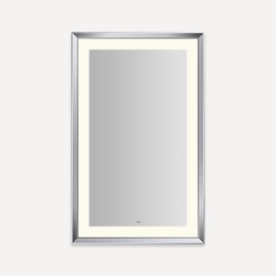 Robern Sculpt Lighted Mirror, 27” x 43” x 2-5/16”, Chamfer Museum Frame, Perimeter Light Pattern, Warm White (3000K), Dimmable, Defogger