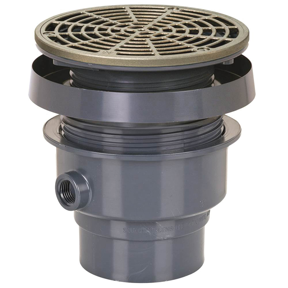 Sioux Chief 832-2PNR FinishLine Adjustable On-Grade Floor Drain, 2 in Nominal, Hub Connection, Nickel Bronze/PVC
