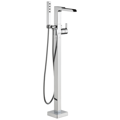 Single Handle Floor Mount Channel Spout Tub Filler Trim with Hand Shower
