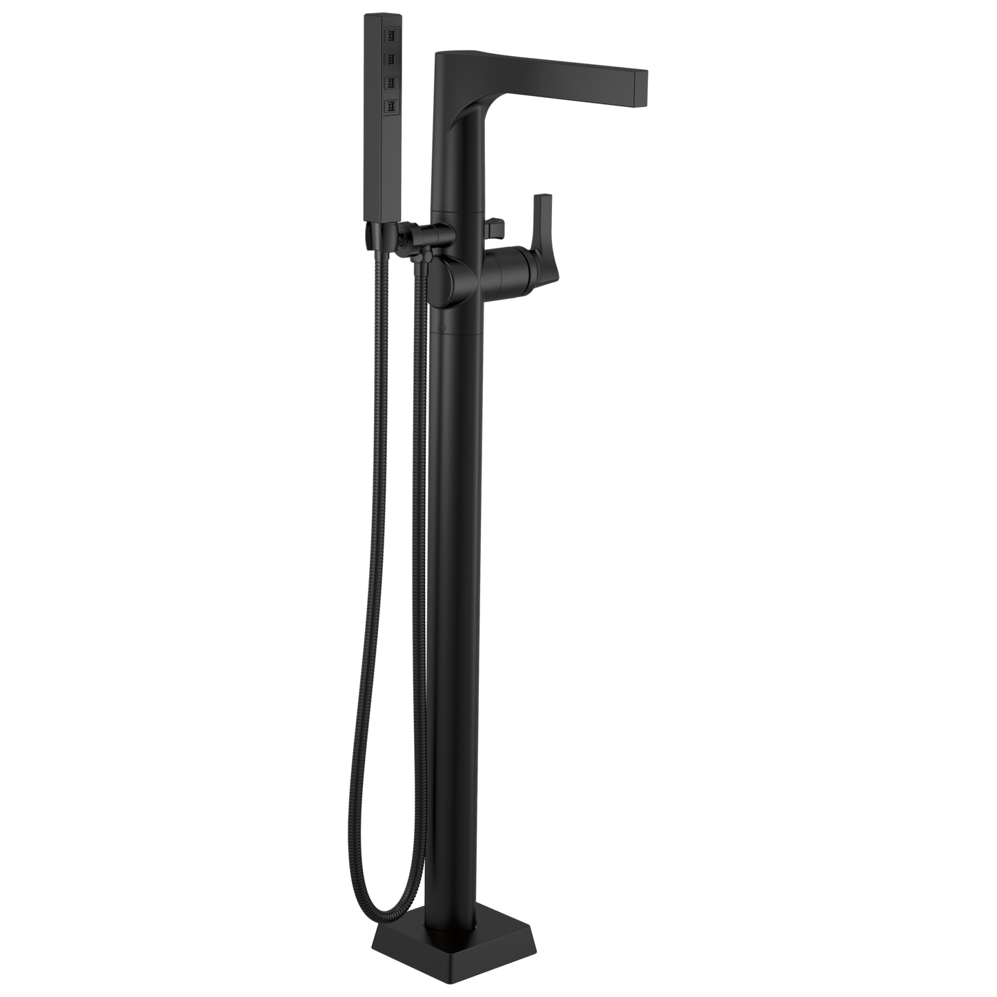 Single Handle Floor Mount Tub Filler Trim with Hand Shower