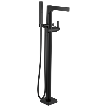 Single Handle Floor Mount Tub Filler Trim with Hand Shower