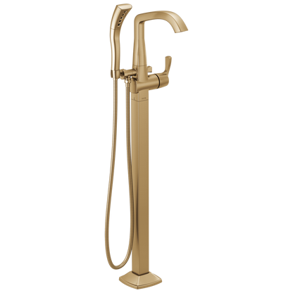 Delta Stryke T4777-PR Floor Mount Tub Filler Trim - Lumicoat Champagne Bronze