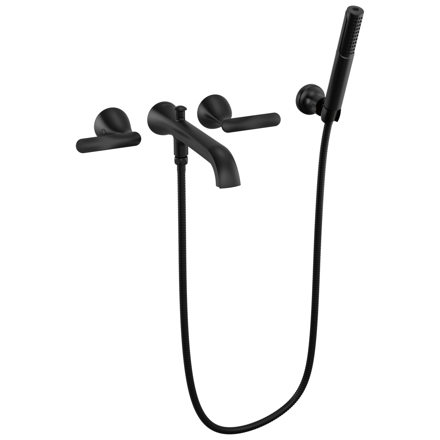 Delta Bonacci T5745 Two Handle Wall Mount Tub Filler Trim with Hand Shower - Matte Black