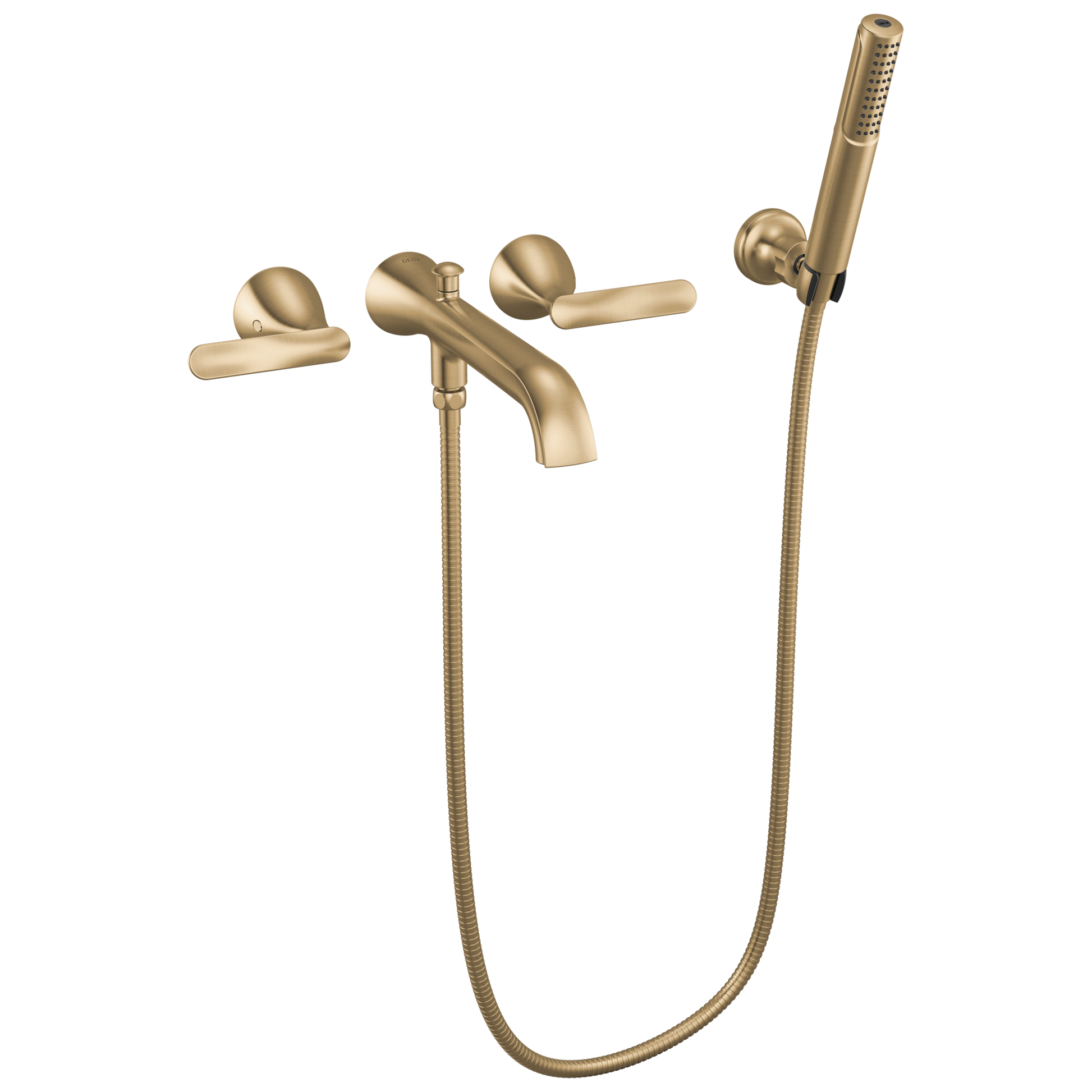 Delta Bonacci T5745 Two Handle Wall Mount Tub Filler Trim with Hand Shower - Lumicoat Champagne Bronze