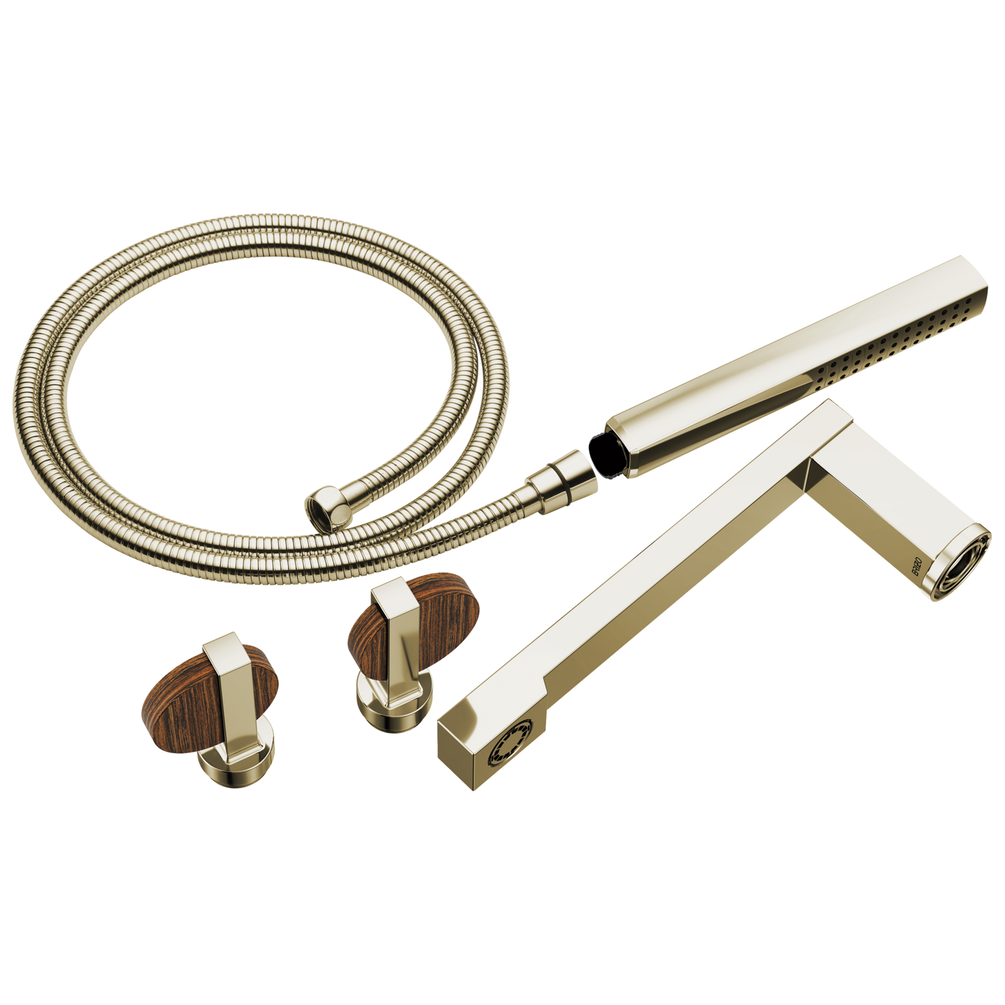 Brizo Frank Lloyd Wright T703100 Two-Handle Tub Filler Trim Kit with Lunar Handles - Polished Nickel / Wood