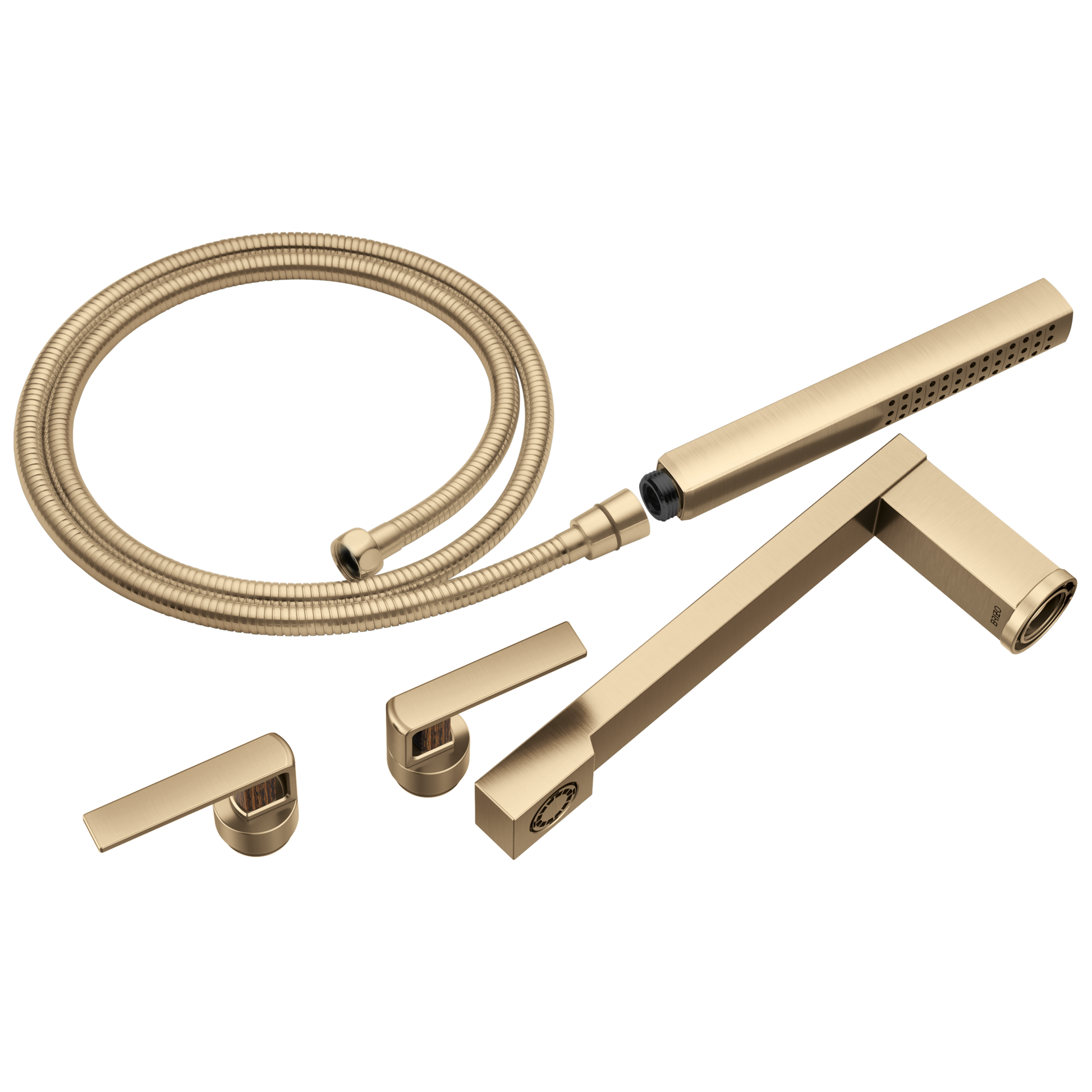 Brizo Frank Lloyd Wright T70399 Two-Handle Tub Filler Trim Kit with Gap Lever Handles - Luxe Gold / Wood