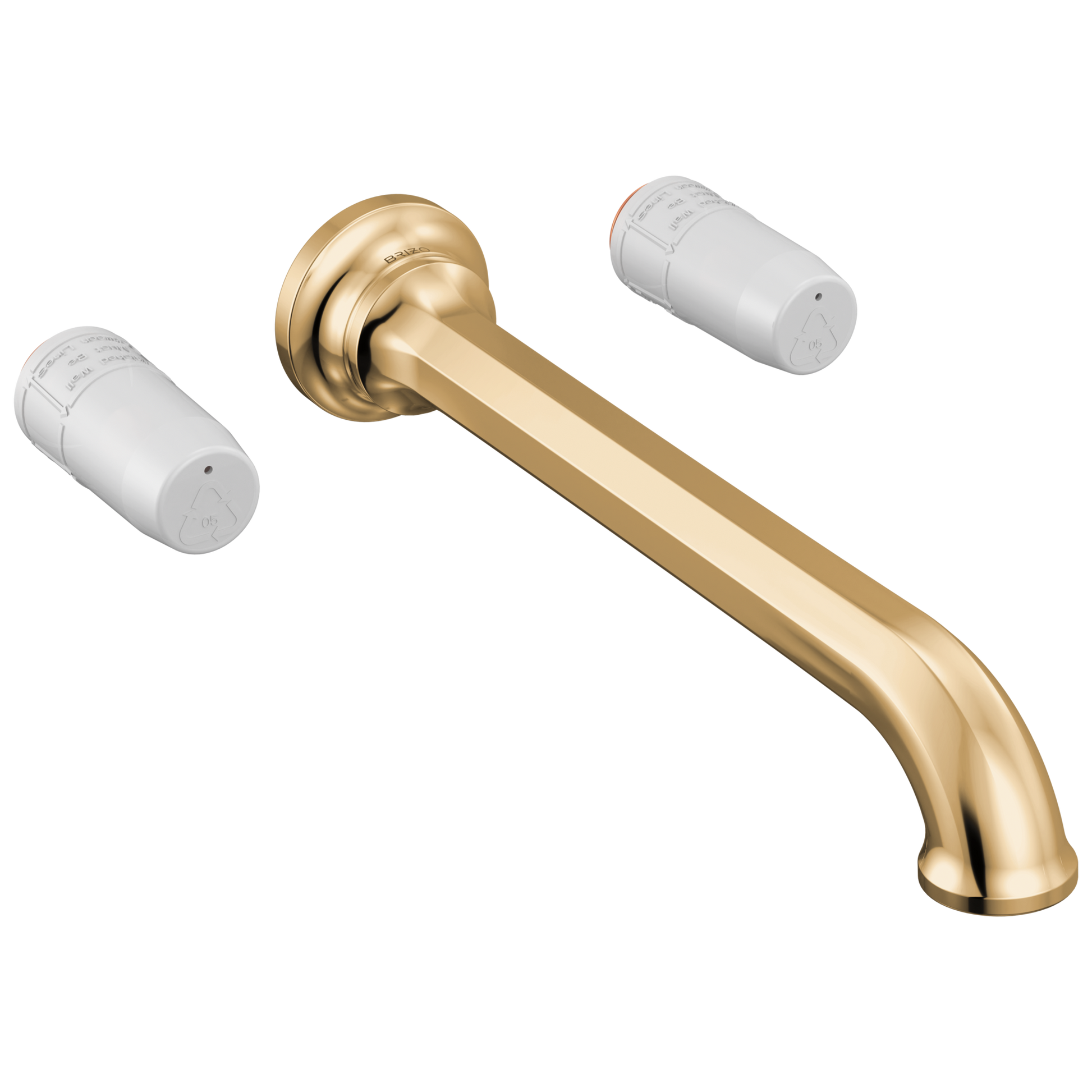 Brizo Beauclere T70465 Two Handle Wall Mount Tub Filler - Less Handles - Polished Gold