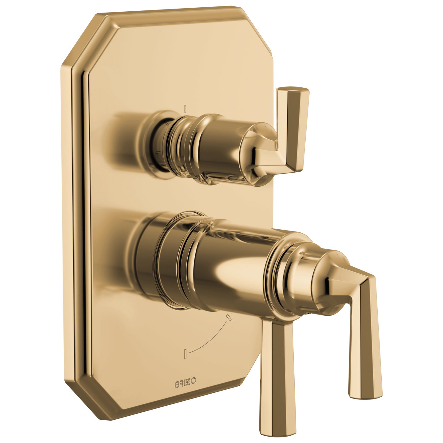 Brizo Beauclere T75565 TempAssure Thermostatic Valve with Integrated 3-Function Diverter Trim - Polished Gold