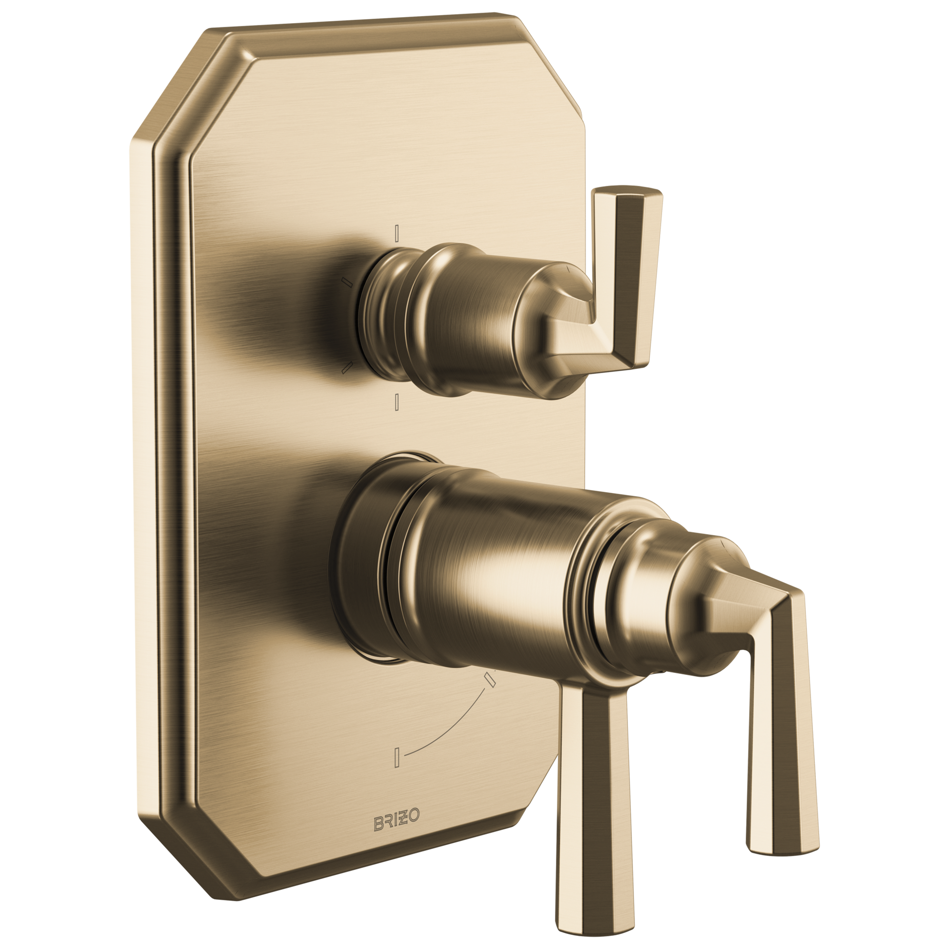 Brizo Beauclere T75665 TempAssure Thermostatic Valve with Integrated 6-Function Diverter Trim - Luxe Gold