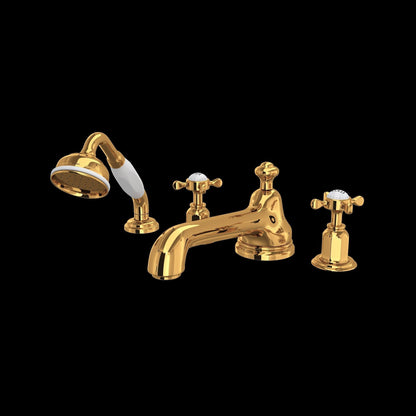 Perrin & Rowe U.3738 Edwardian 4-Hole Deck Mount Tub Filler with Low Spout