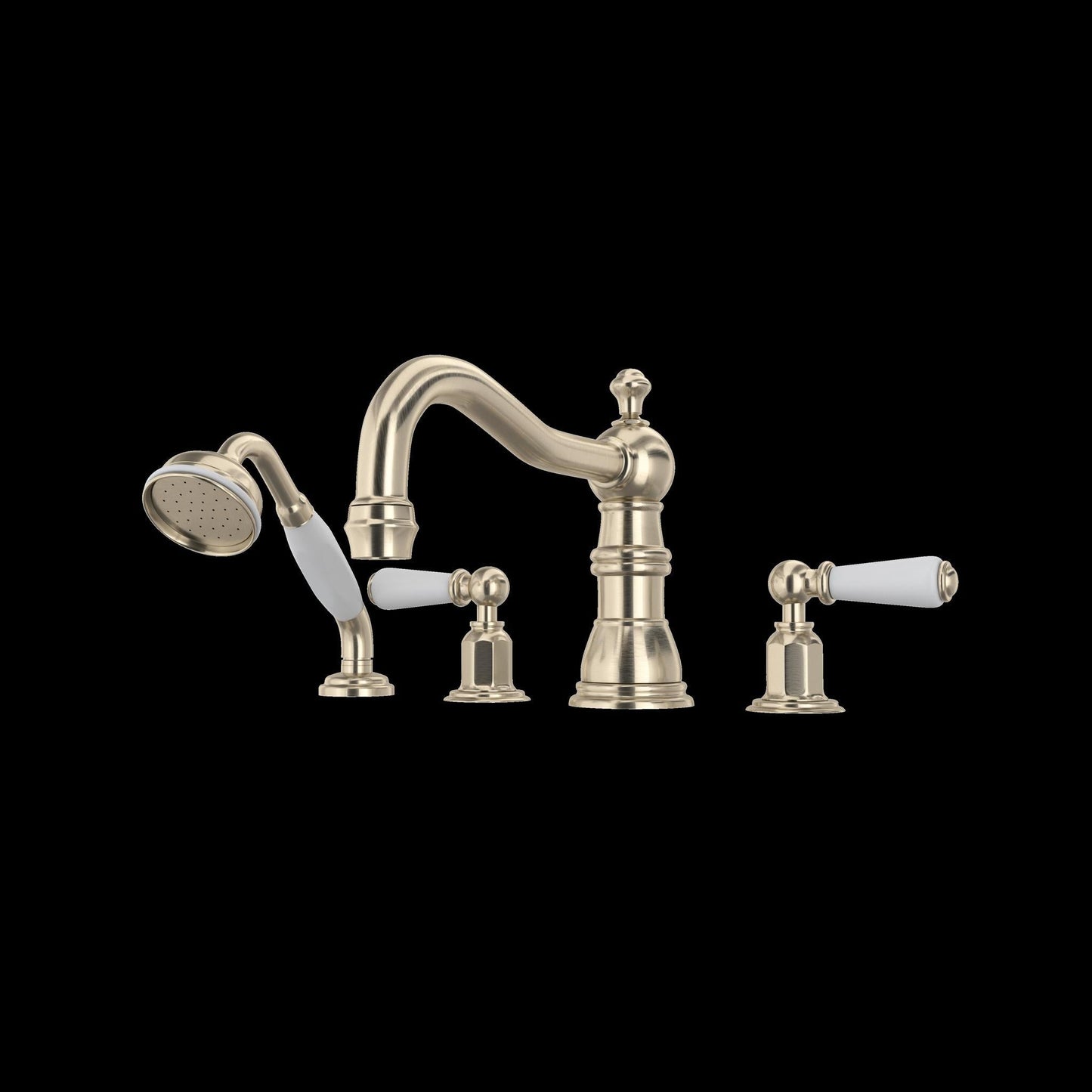 Perrin & Rowe U.3745 Edwardian 4-Hole Deck Mount Tub Filler with Column Spout