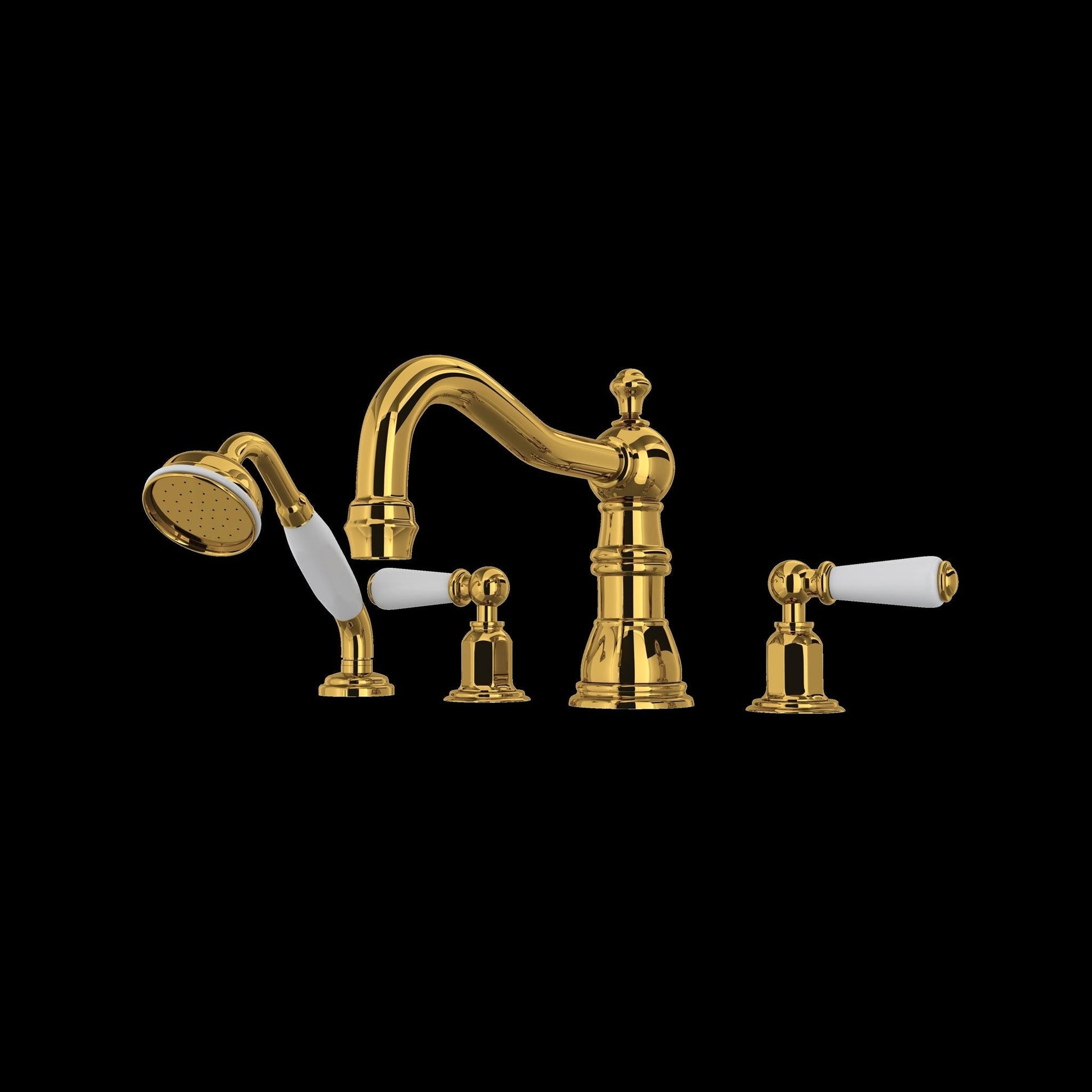 Perrin & Rowe U.3745 Edwardian 4-Hole Deck Mount Tub Filler with Column Spout