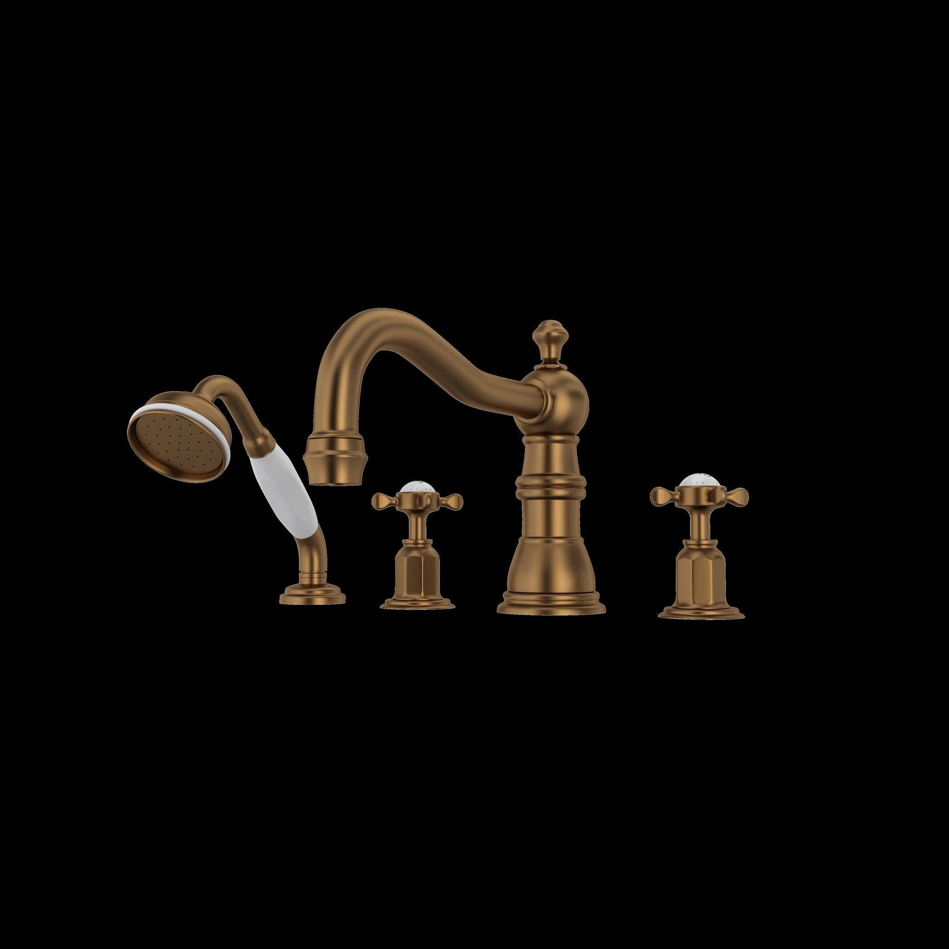 Perrin & Rowe U.3746 Edwardian 4-Hole Deck Mount Tub Filler with Column Spout