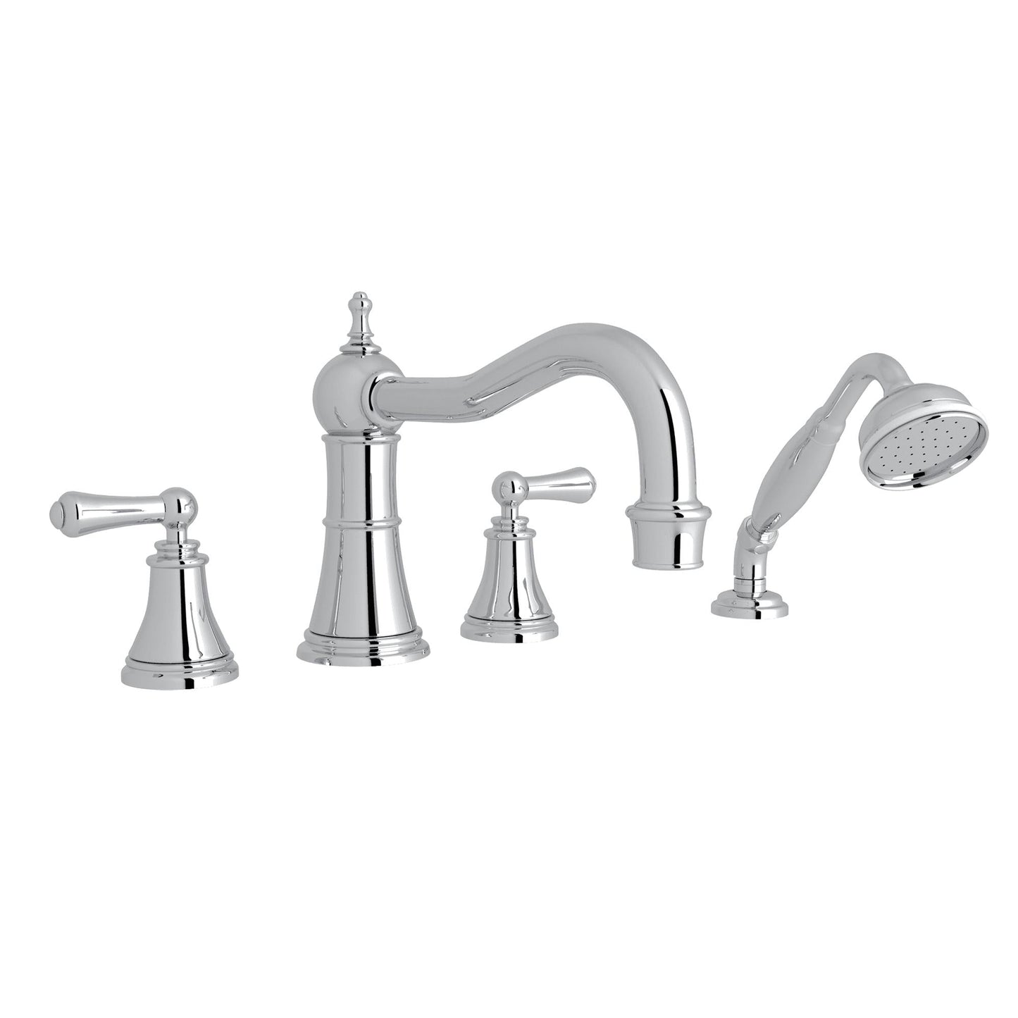 Perrin & Rowe U.3747 Georgian Era 4-Hole Deck Mount Tub Filler with Column Spout
