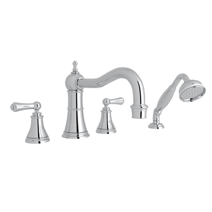 Perrin & Rowe U.3747 Georgian Era 4-Hole Deck Mount Tub Filler with Column Spout