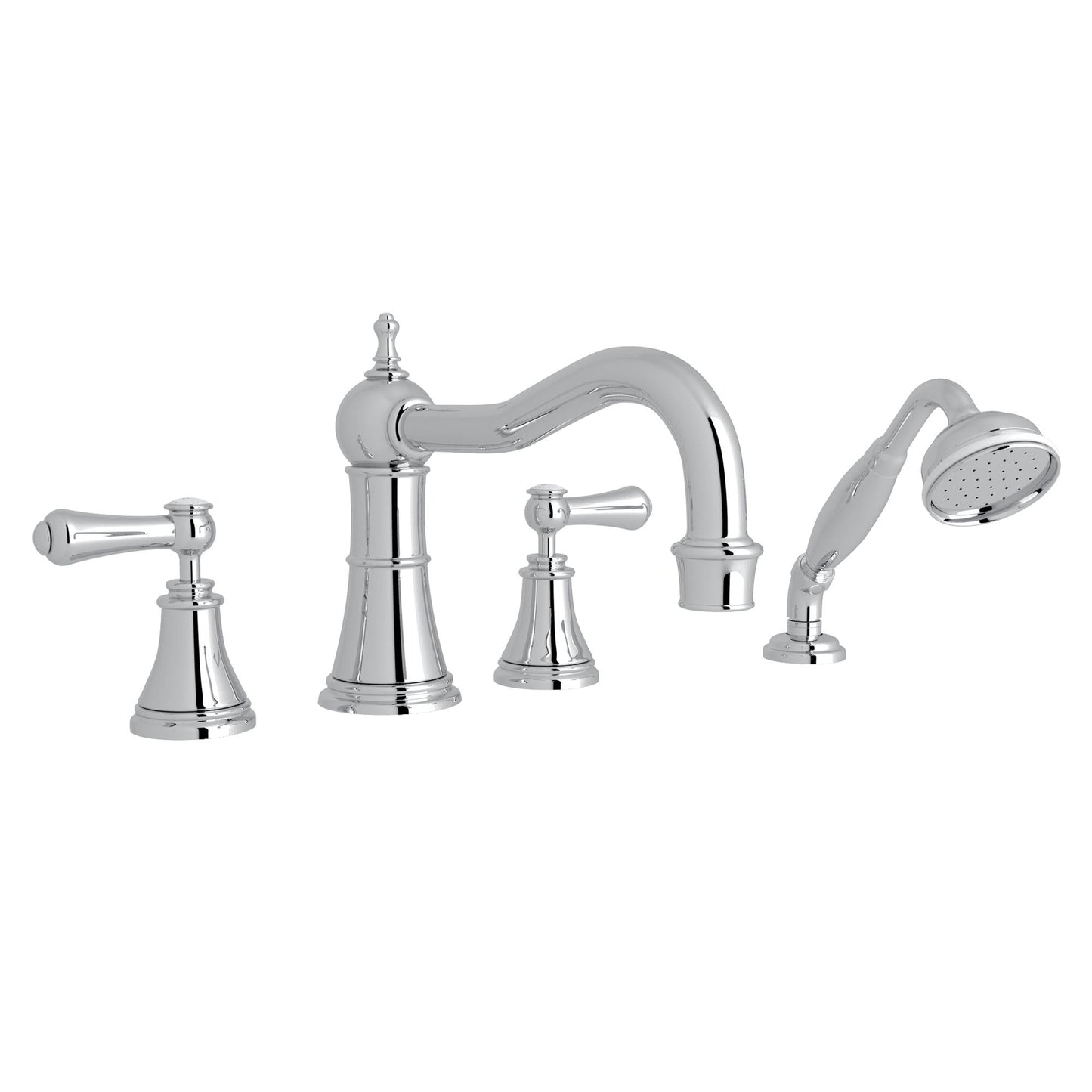 Perrin & Rowe U.3747 Georgian Era 4-Hole Deck Mount Tub Filler with Column Spout