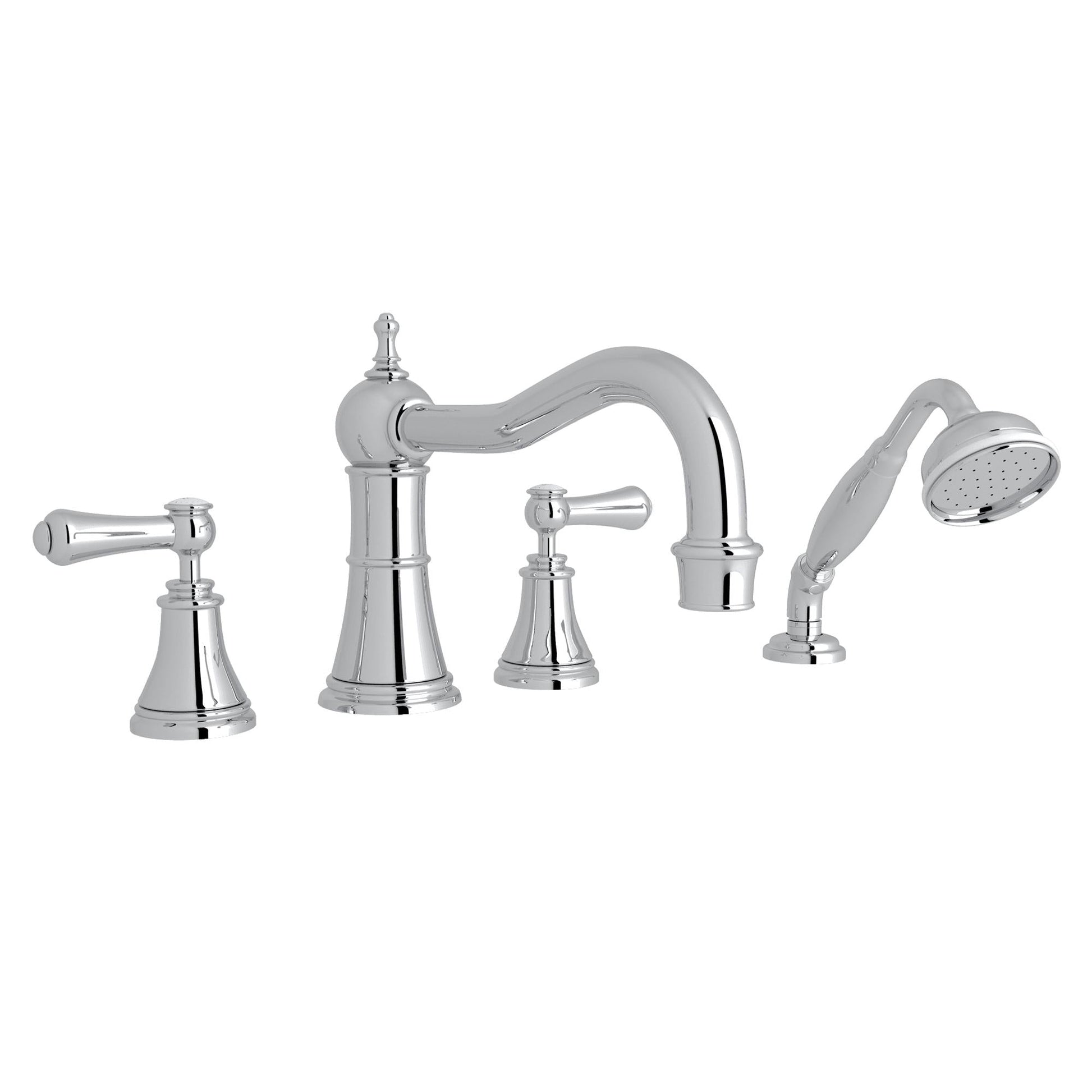 Perrin & Rowe U.3747 Georgian Era 4-Hole Deck Mount Tub Filler with Column Spout