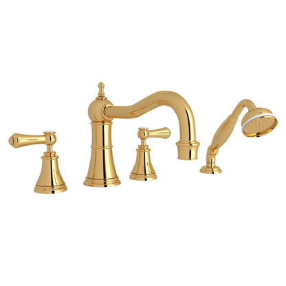 Perrin & Rowe U.3747 Georgian Era 4-Hole Deck Mount Tub Filler with Column Spout