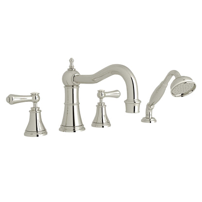 Perrin & Rowe U.3747 Georgian Era 4-Hole Deck Mount Tub Filler with Column Spout