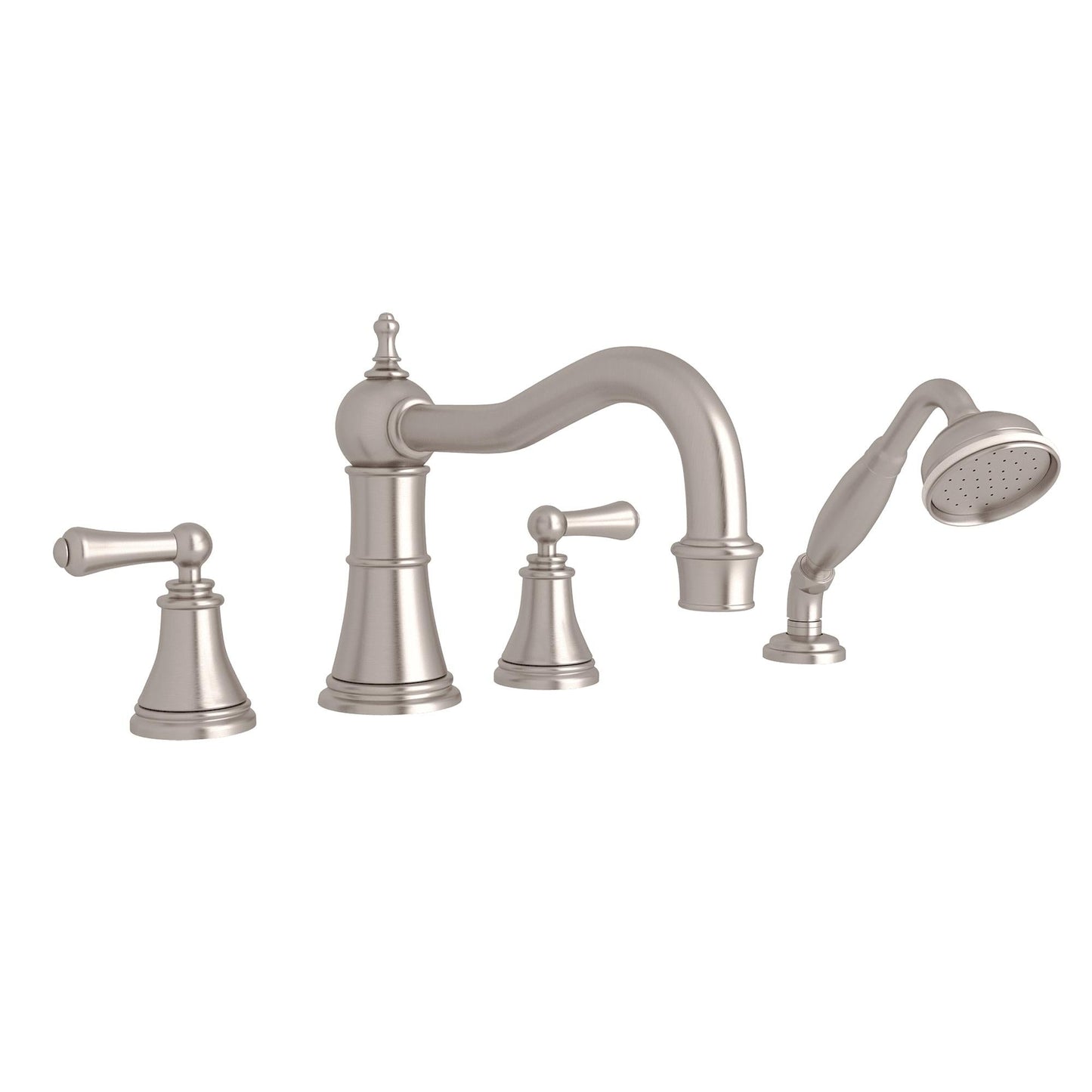 Perrin & Rowe U.3747 Georgian Era 4-Hole Deck Mount Tub Filler with Column Spout
