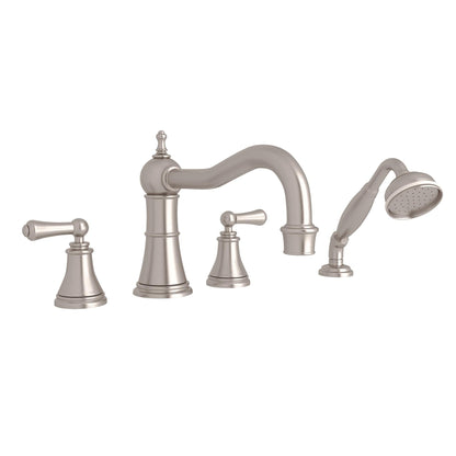 Perrin & Rowe U.3747 Georgian Era 4-Hole Deck Mount Tub Filler with Column Spout