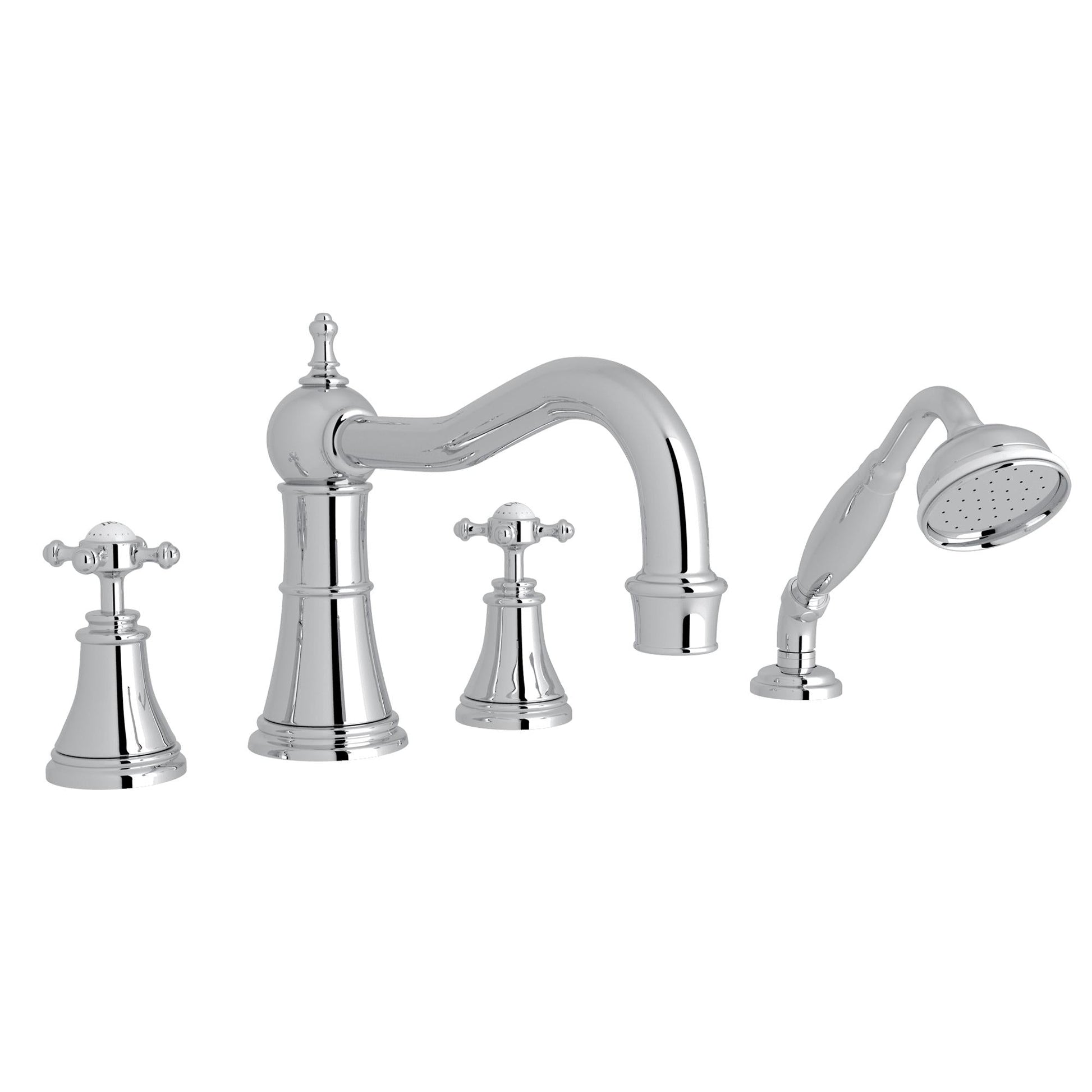 Perrin & Rowe U.3748 Georgian Era 4-Hole Deck Mount Tub Filler with Column Spout
