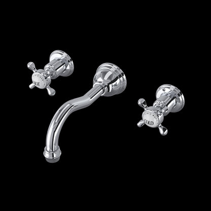 Perrin & Rowe U.3791 Edwardian Wall Mount Lavatory Faucet With Column Spout
