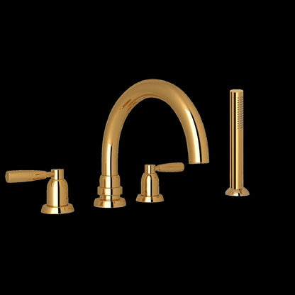 Perrin & Rowe U.3975 Holborn 4-Hole Deck Mount Tub Filler with C-Spout