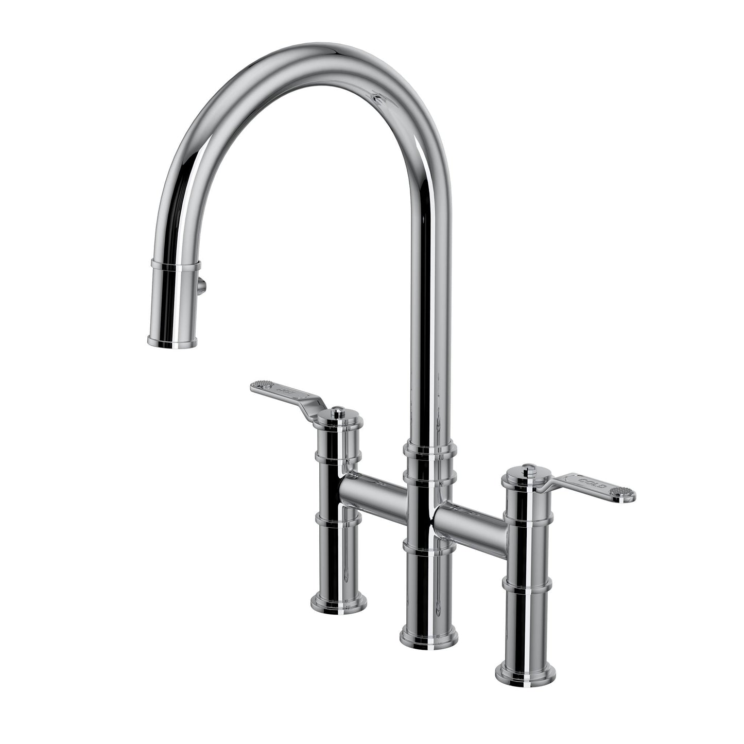 Perrin & Rowe U.4549 Armstrong Pull-Down Bridge Kitchen Faucet with C-Spout