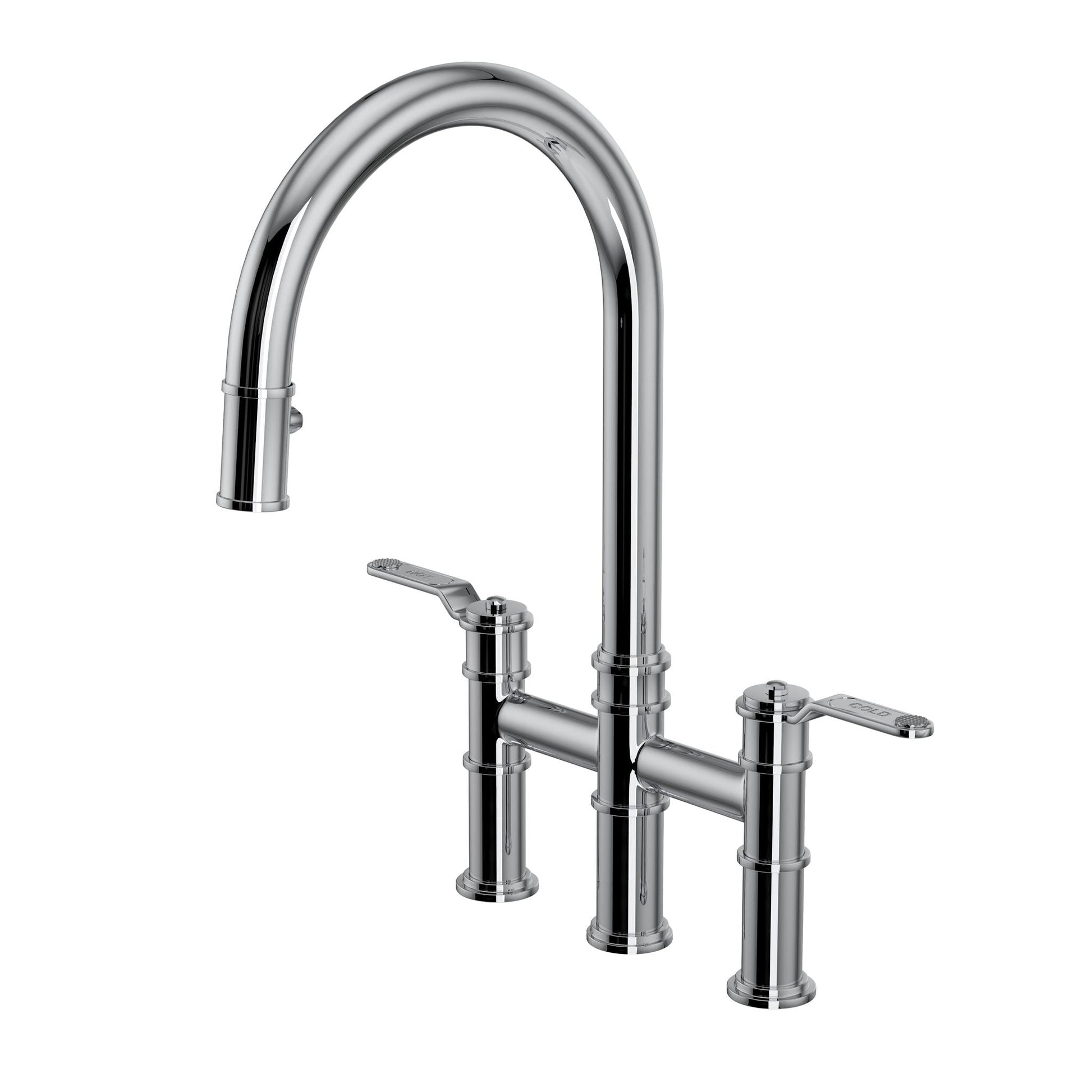 Perrin & Rowe U.4549 Armstrong Pull-Down Bridge Kitchen Faucet with C-Spout