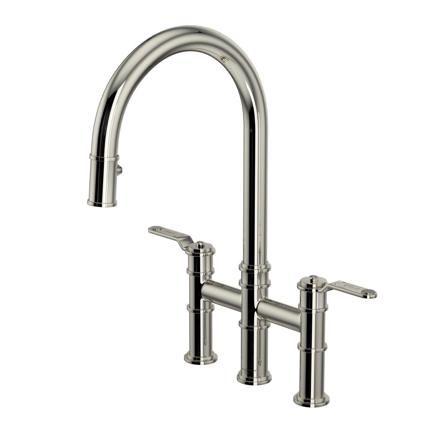 Perrin & Rowe U.4549 Armstrong Pull-Down Bridge Kitchen Faucet with C-Spout