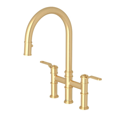 Perrin & Rowe U.4549 Armstrong Pull-Down Bridge Kitchen Faucet with C-Spout
