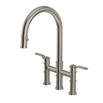 Perrin & Rowe U.4549 Armstrong Pull-Down Bridge Kitchen Faucet with C-Spout