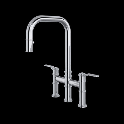 Perrin & Rowe U.4551 Armstrong Pull-Down Bridge Kitchen Faucet with U-Spout