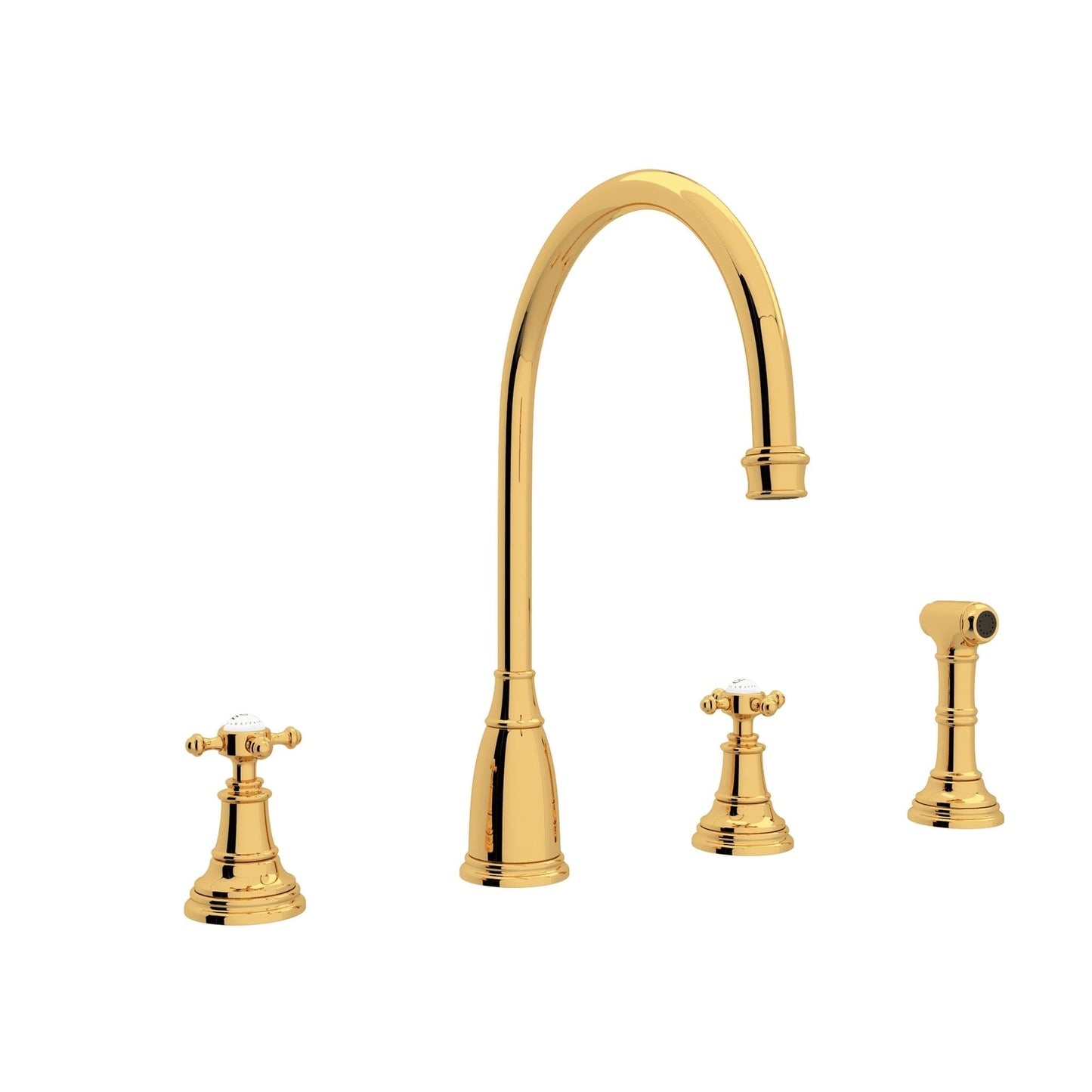 Perrin & Rowe U.4735 Georgian Era Two Handle Kitchen Faucet With Side Spray