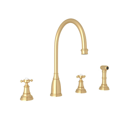 Perrin & Rowe U.4735 Georgian Era Two Handle Kitchen Faucet With Side Spray