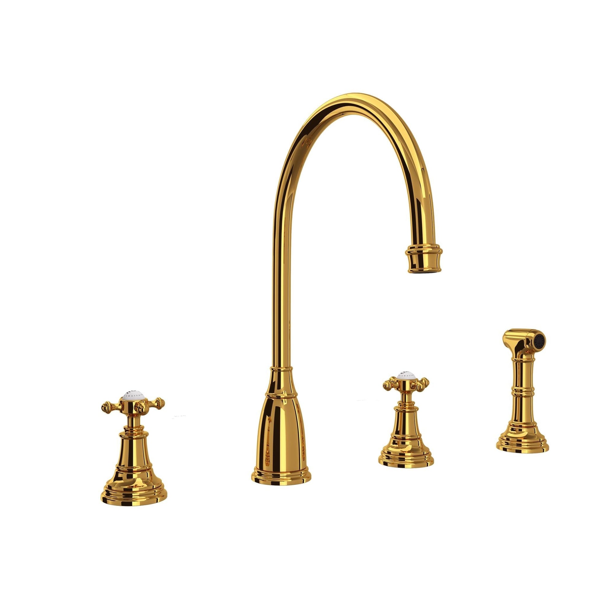 Perrin & Rowe U.4735 Georgian Era Two Handle Kitchen Faucet With Side Spray